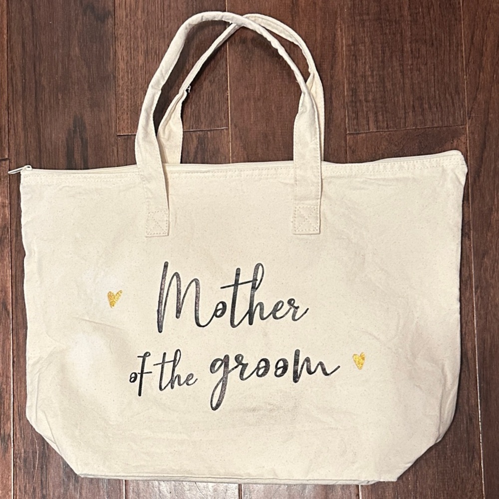 Cream Tote Bag with 'Mother of the Groom' Print - one size